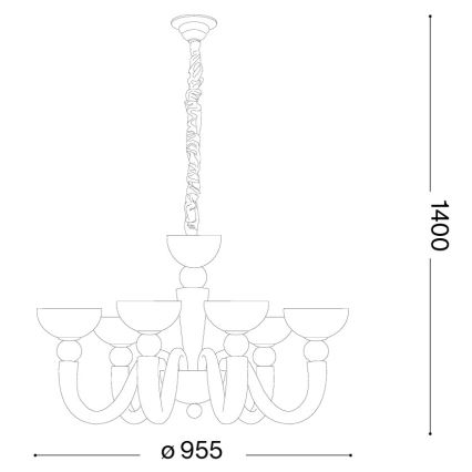 Ideal Lux - Kroonluchter aan ketting BON BON 8xE14/28W/230V Ø 95,5 cm wit