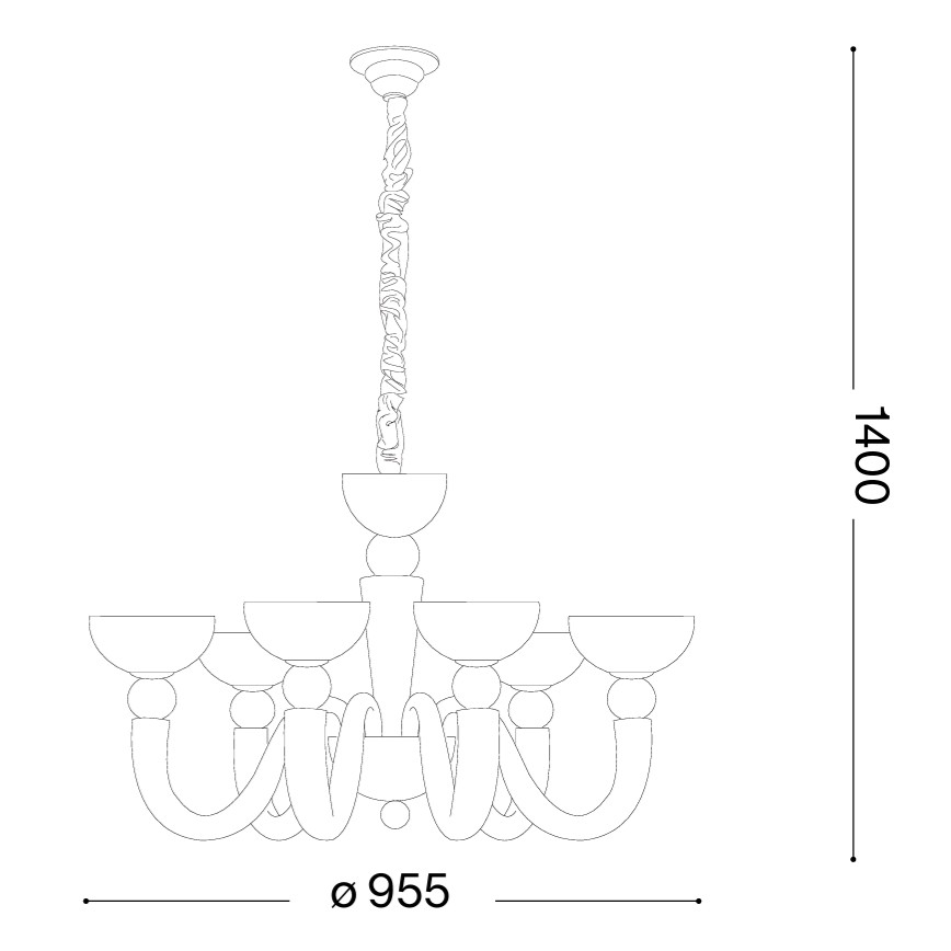 Ideal Lux - Kroonluchter aan ketting BON BON 8xE14/28W/230V Ø 95,5 cm wit