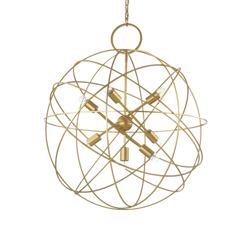 Ideal Lux - Kroonluchter met ketting KONSE 7xE27/60W/230V Ø 80 cm goudkleurig