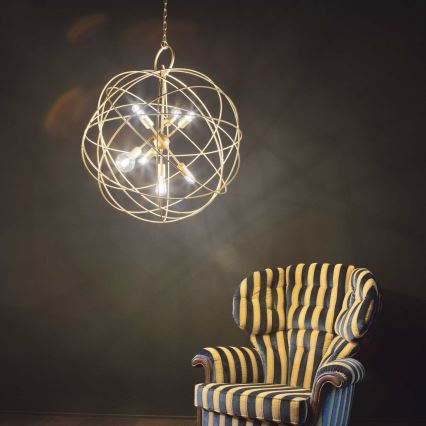 Ideal Lux - Kroonluchter met ketting KONSE 7xE27/60W/230V Ø 80 cm goudkleurig