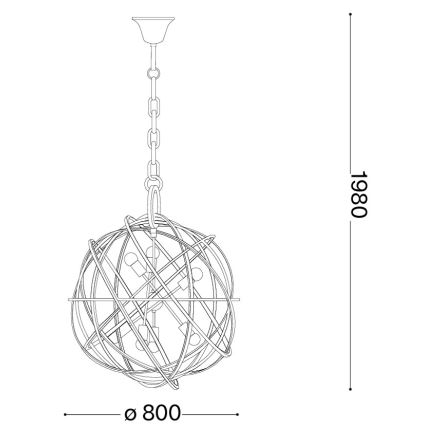 Ideal Lux - Kroonluchter met ketting KONSE 7xE27/60W/230V Ø 80 cm goudkleurig