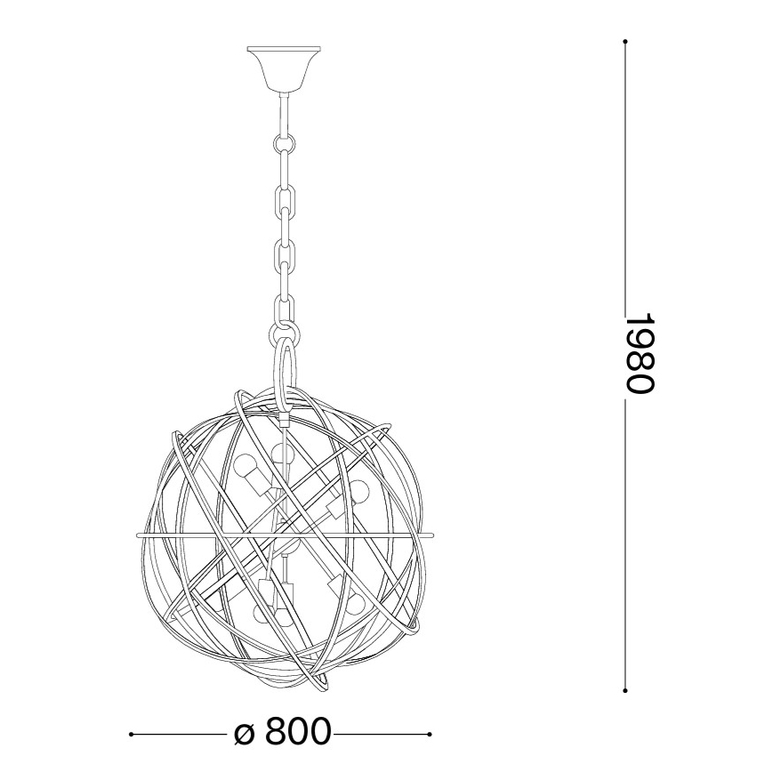 Ideal Lux - Kroonluchter met ketting KONSE 7xE27/60W/230V Ø 80 cm goudkleurig