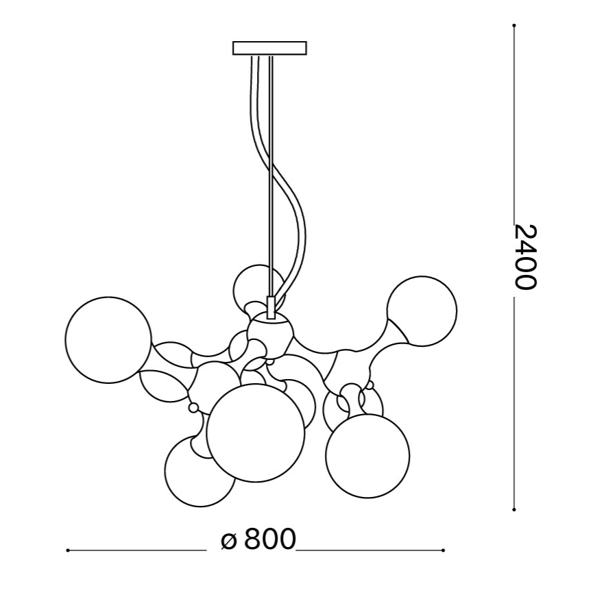 Ideal Lux - Kroonluchter met kabelophanging NODI 9xE14/28W/230V Ø 80 cm glanzend chroom/wit