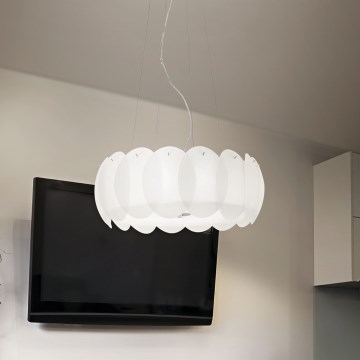 Ideal Lux - Kroonluchter OVALINO met kabelophanging 8xE27/60W/230V Ø 55 cm wit