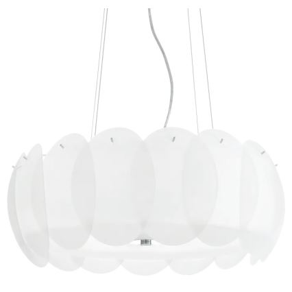 Ideal Lux - Kroonluchter OVALINO met kabelophanging 8xE27/60W/230V Ø 55 cm wit