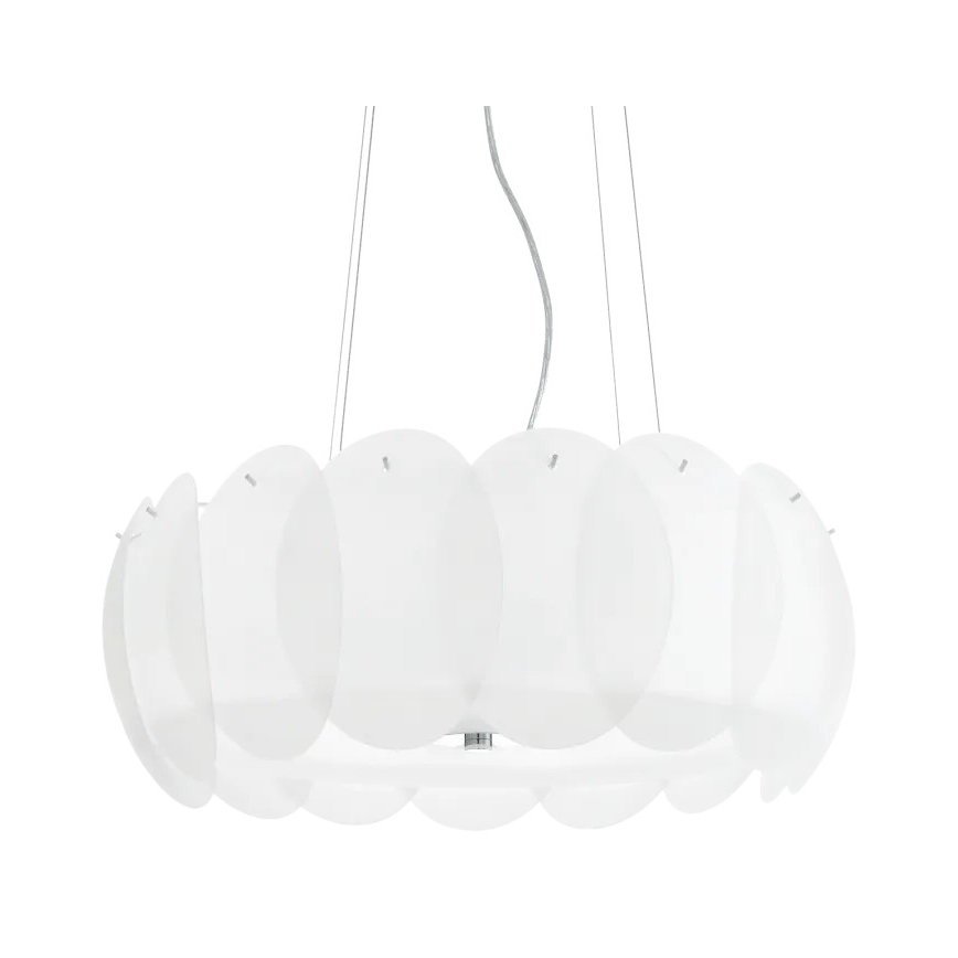 Ideal Lux - Kroonluchter OVALINO met kabelophanging 8xE27/60W/230V Ø 55 cm wit