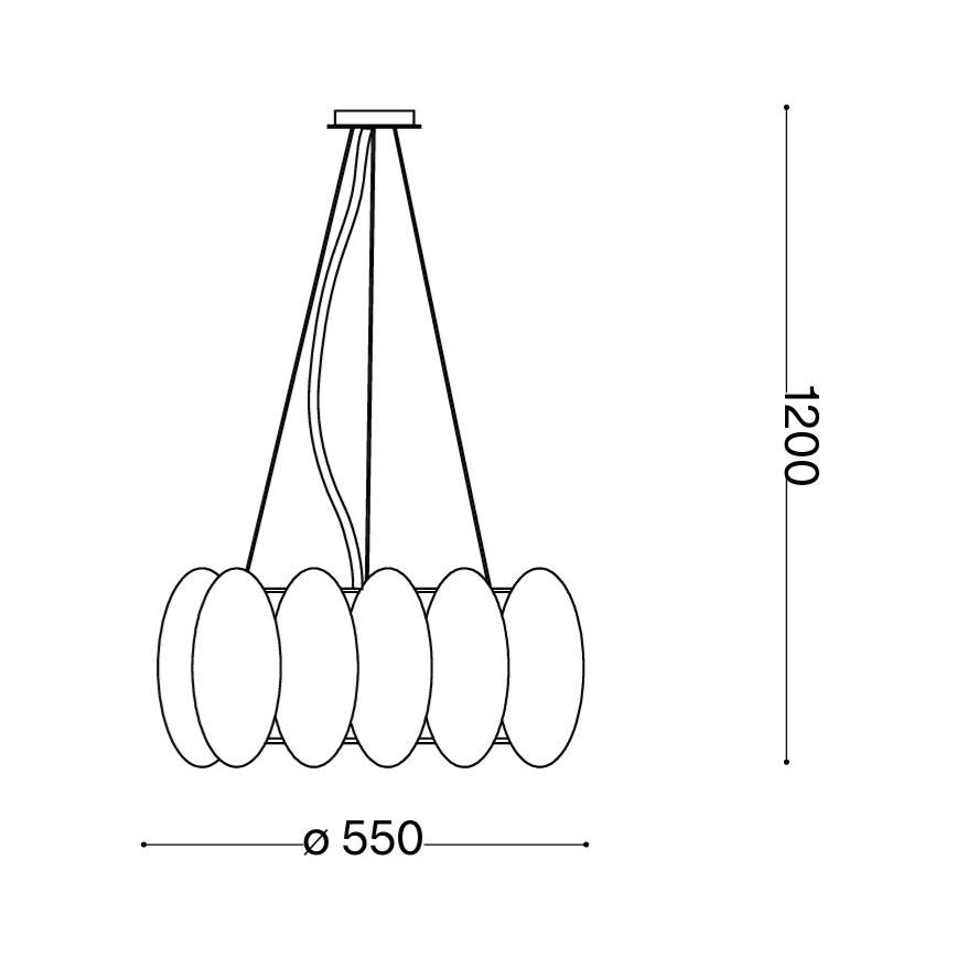 Ideal Lux - Kroonluchter OVALINO met kabelophanging 8xE27/60W/230V Ø 55 cm wit