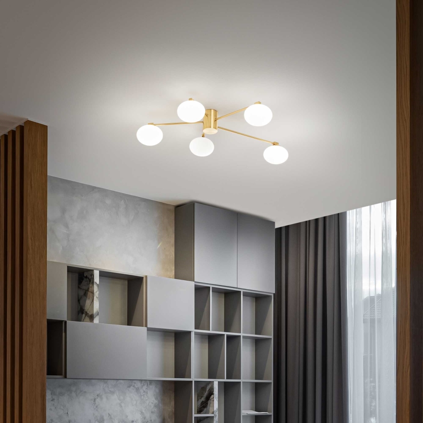 Ideal Lux - LED Bevestigde Hanglamp HERMES 5xG9/3W/230V diameter 90 cm goud