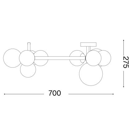 Ideal Lux - LED Bevestigde Hanglamp PERLAGE 10xG9/3W/230V diameter 70 cm goud/gerookt