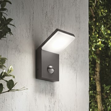 Ideal Lux - LED buitenlamp met sensor STYLE LED/9W/230V 4000K CRI 90 IP54 antraciet