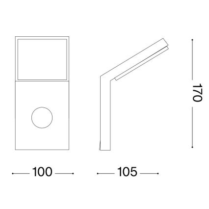 Ideal Lux - LED Buitenverlichting met sensor STYLE LED/9W/230V 4000K CRI 90 IP54 antraciet