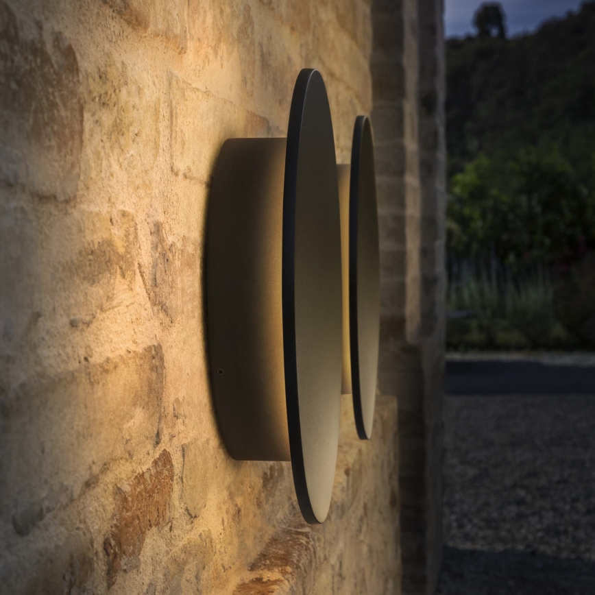 Ideal Lux - LED buitenwandlamp PUNTO LED/9W/230V CRI 90 Ø 18 cm IP54 antraciet