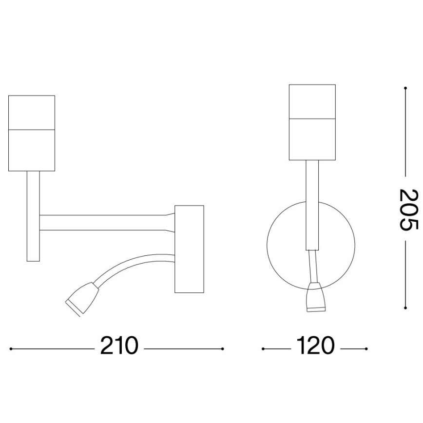 Ideal Lux - LED Flexibel lamp met een houder SET UP 1xE27/42W + LED/3W/230V CRI 90 USB glanzend chroom