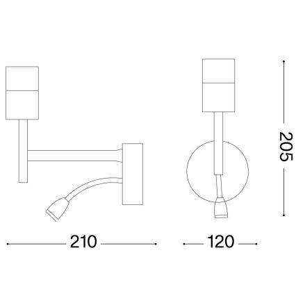 Ideal Lux - LED Flexibel lamp met een houder SET UP 1xE27/42W + LED/3W/230V CRI 90 USB zwart