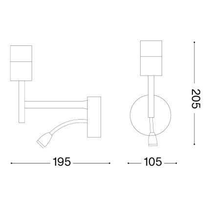 Ideal Lux - LED Flexibel lamp met een houder SET 1xE27/42W + LED/3W/230V CRI 90 USB goud