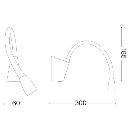 Ideal Lux - LED Flexibele leeslamp GOOSE LED/3W/230V CRI 90 zwart