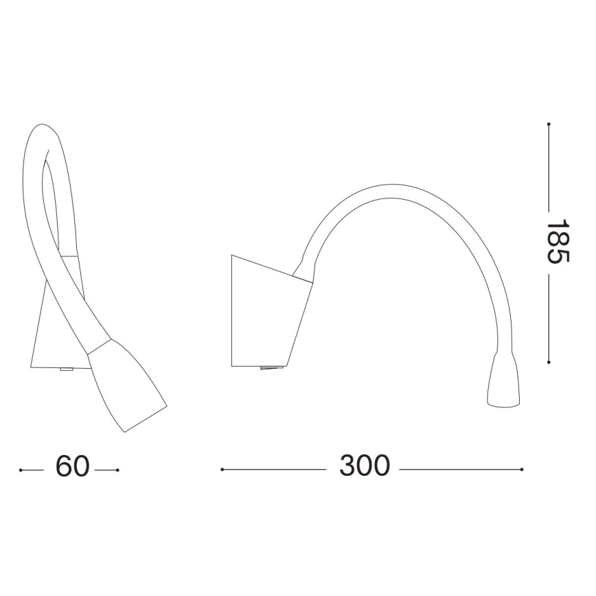 Ideal Lux - LED Flexibele leeslamp GOOSE LED/3W/230V CRI 90 zwart