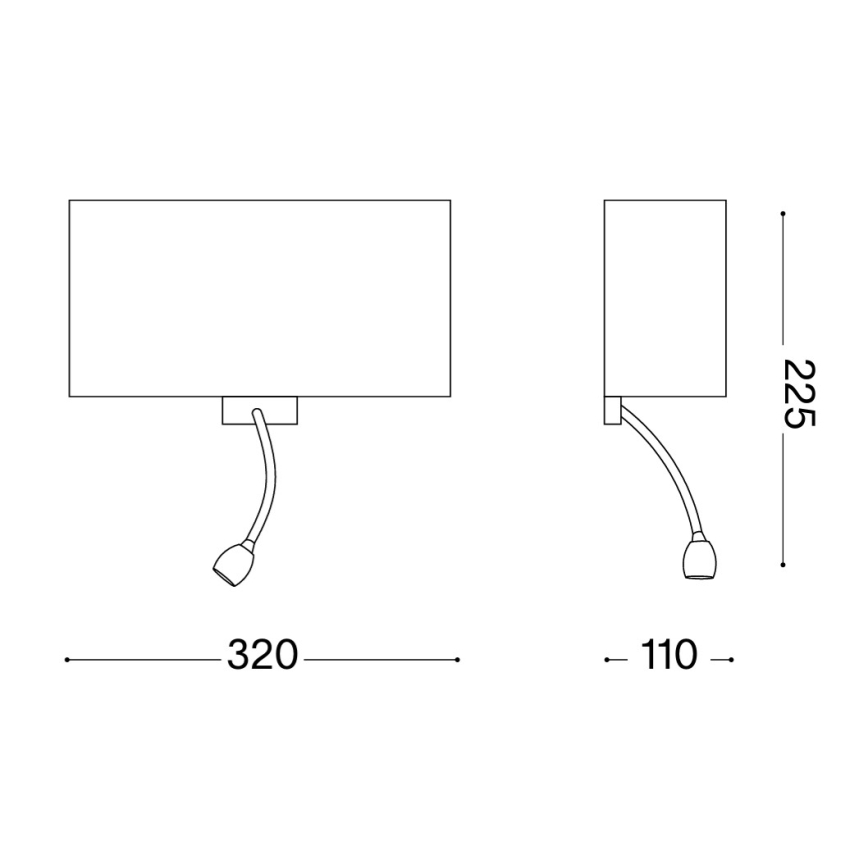 Ideal Lux - LED Flexibele wandlamp HOTEL 1xE27/60W + LED/1,5W/230V