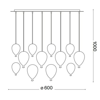 Ideal Lux - LED Hanglamp aan een koord CLOWN 12xG9/3W/230V diameter 60 cm kleurrijk