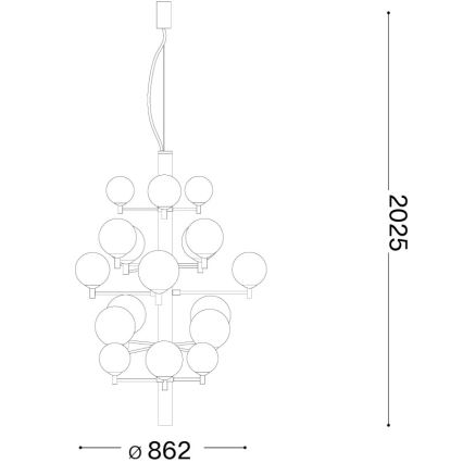 Ideal Lux - LED Hanglamp aan een koord COPERNICO 20xG9/3W/230V diameter 86 cm zwart