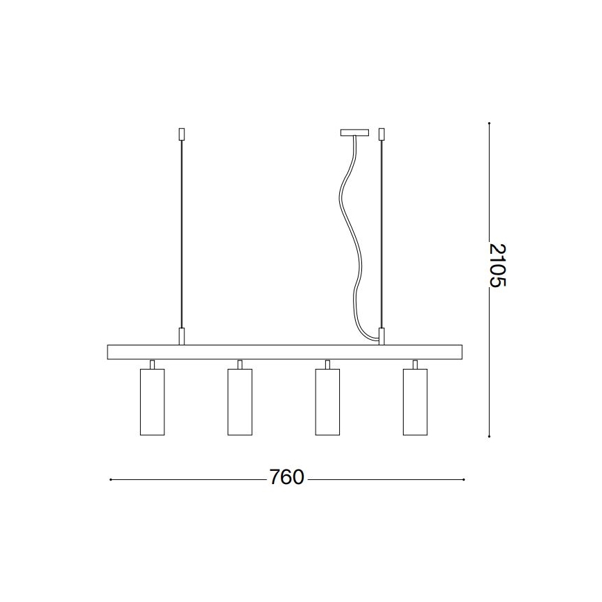 Ideal Lux - LED Hanglamp aan een koord DYNAMITE 4xGU10/7W/230V CRI 90 zwart/messing
