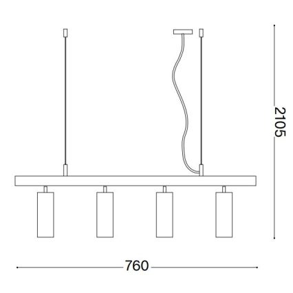 Ideal Lux - LED Hanglamp aan een koord DYNAMITE 4xGU10/7W/230V CRI 90 zwart/messing