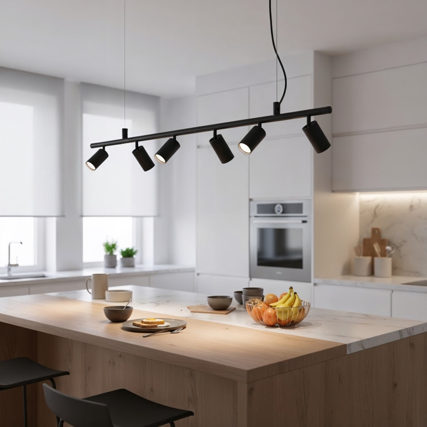 Ideal Lux - LED Hanglamp aan een koord DYNAMITE 6xGU10/7W/230V CRI 90 zwart