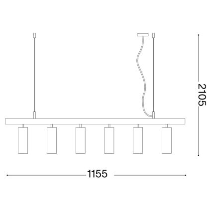 Ideal Lux - LED Hanglamp aan een koord DYNAMITE 6xGU10/7W/230V CRI 90 zwart