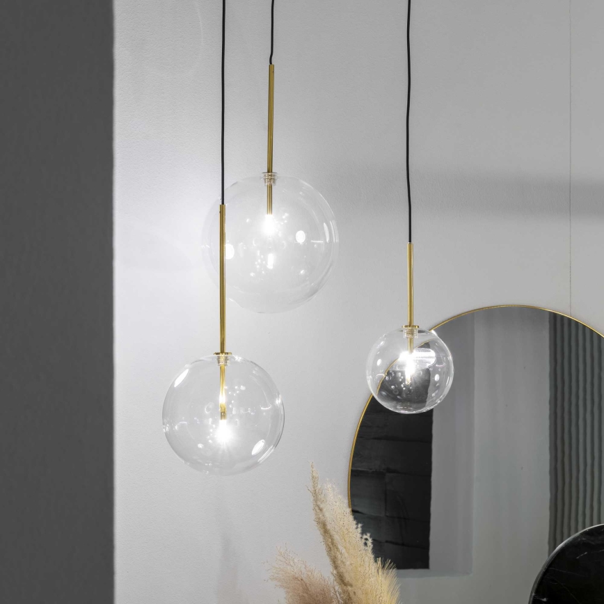Ideal Lux - LED Hanglamp aan een koord EQUINOXE 1xG4/2W/230V diameter 15 cm messing/doorzichtig