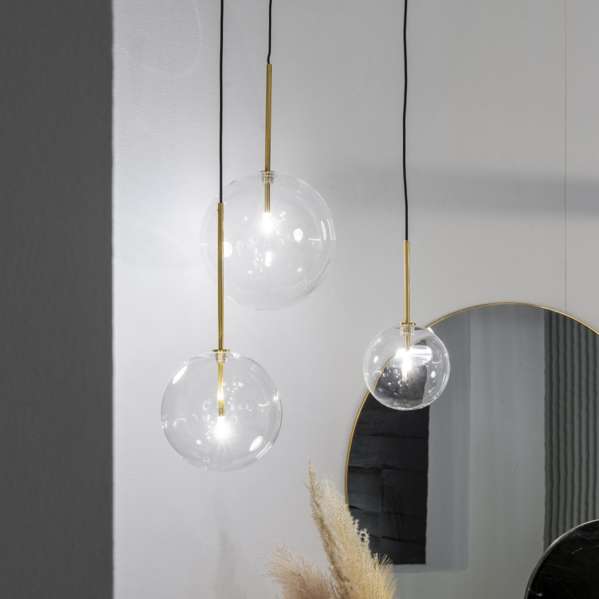 Ideal Lux - LED Hanglamp aan een koord EQUINOXE 1xG4/2W/230V diameter 20 cm messing/doorzichtig