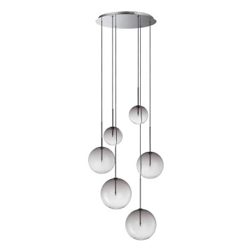Ideal Lux - LED Hanglamp aan een koord EQUINOXE 6xG4/2W/230V diameter 65 cm glanzend chroom/gerookt