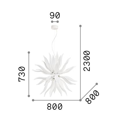 Ideal Lux - LED Hanglamp aan een koord LEAVES 12xG9/3W/230V diameter 80 cm wit