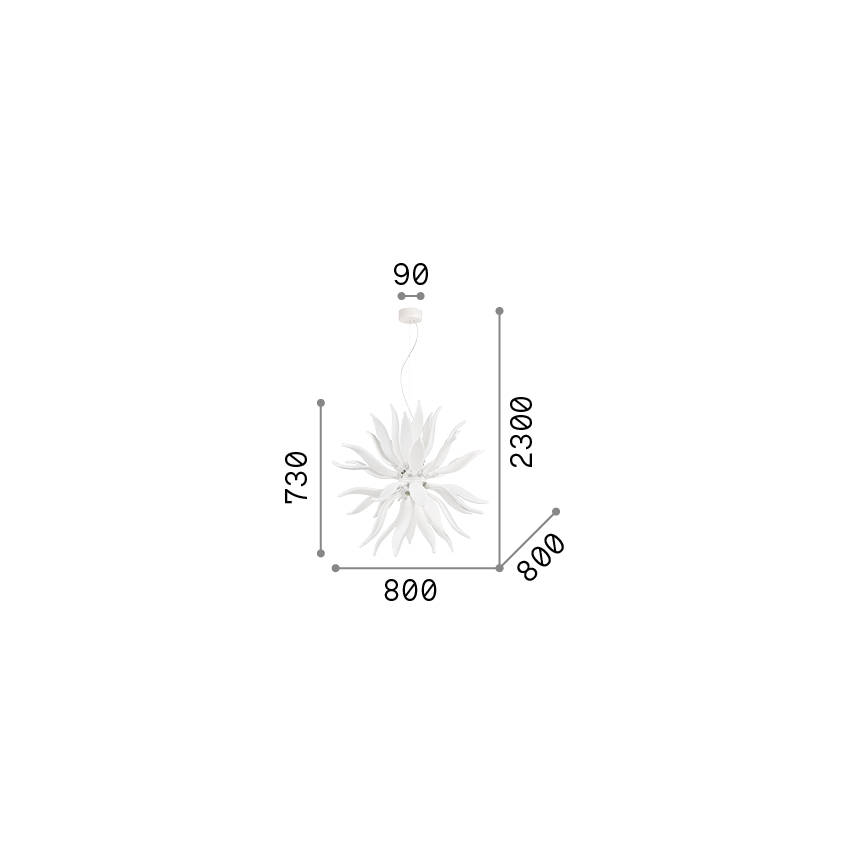 Ideal Lux - LED Hanglamp aan een koord LEAVES 12xG9/3W/230V diameter 80 cm wit
