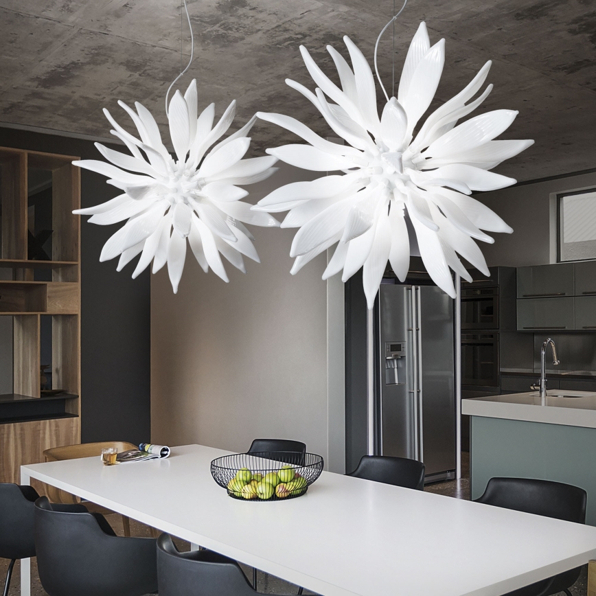 Ideal Lux - LED Hanglamp aan een koord LEAVES 8xG9/3W/230V diameter 63 cm wit