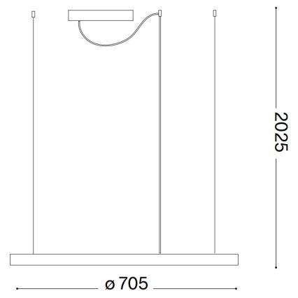 Ideal Lux - LED Hanglamp aan een koord ORACLE SLIM LED/38W/230V 4000K diameter 70 cm zwart