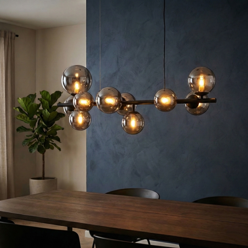 Ideal Lux - LED Hanglamp aan een koord PERLAGE 10xG9/3W/230V 81 cm zwart/gerookt