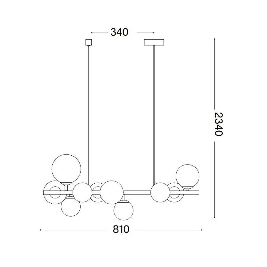 Ideal Lux - LED Hanglamp aan een koord PERLAGE 10xG9/3W/230V 81 cm zwart/gerookt