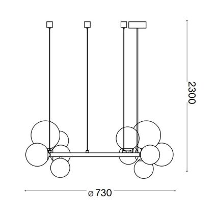 Ideal Lux - LED Hanglamp aan een koord PERLAGE 11xG9/3W/230V diameter 73 cm zwart/gerookt