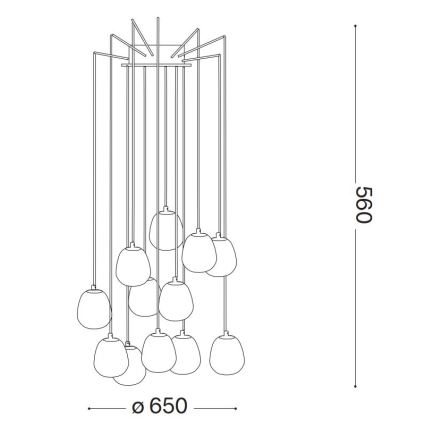 Ideal Lux - LED Hanglamp aan een koord RHAPSODY 12xG9/3W/230V messing