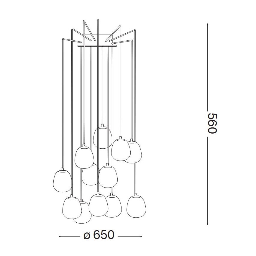 Ideal Lux - LED Hanglamp aan een koord RHAPSODY 12xG9/3W/230V messing