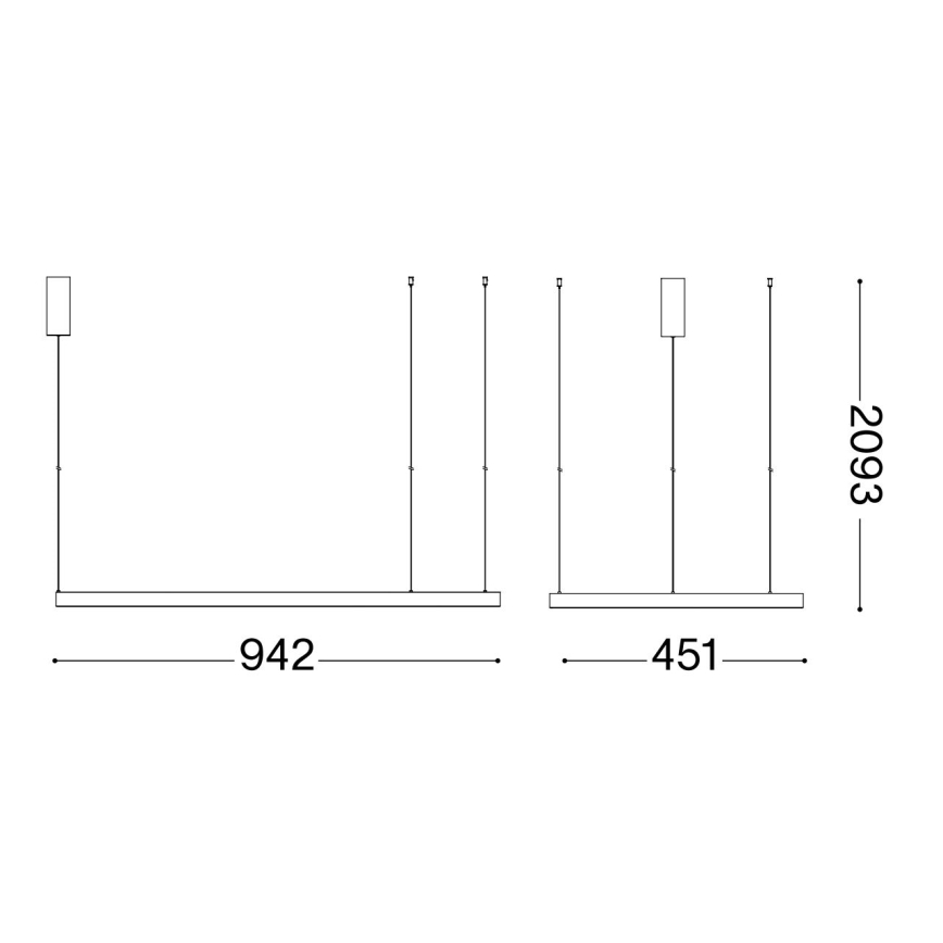 Ideal Lux - LED Hanglamp aan een koord WAVES LED/37W/230V CRI 90 zwart