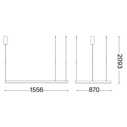 Ideal Lux - LED Hanglamp aan een koord WAVES LED/54W/230V CRI 90 wit