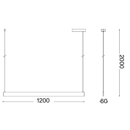 Ideal Lux - LED-hanglamp aan kabel DESK WIDE LED/36W/230V CRI 90 120 cm zwart