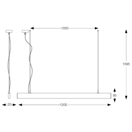 Ideal Lux - LED-hanglamp aan kabel LINUS LED/32W/230V 3000K CRI 90 120 cm zwart