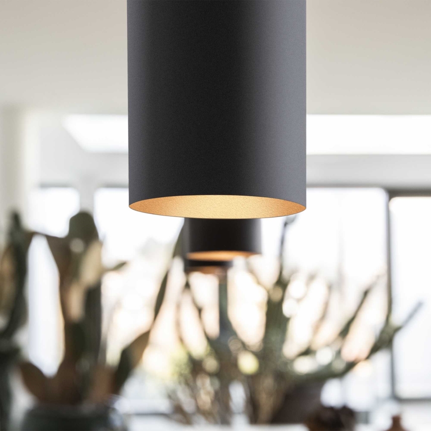 Ideal Lux - LED-hanglamp aan kabel LOOK 1xGU10/7W/230V CRI 90 Ø 6 cm zwart