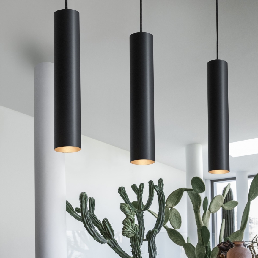 Ideal Lux - LED-hanglamp aan kabel LOOK 1xGU10/7W/230V CRI 90 Ø 6 cm zwart