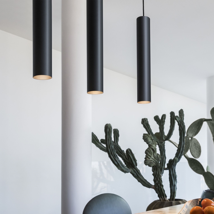 Ideal Lux - LED-hanglamp aan kabel LOOK 1xGU10/7W/230V CRI 90 Ø 6 cm zwart