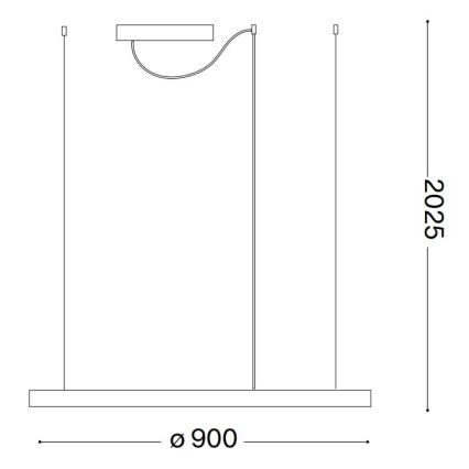 Ideal Lux - LED-hanglamp met kabelophanging ORACLE SLIM LED/53W/230V 2700K CRI 90 Ø 90 cm zwart