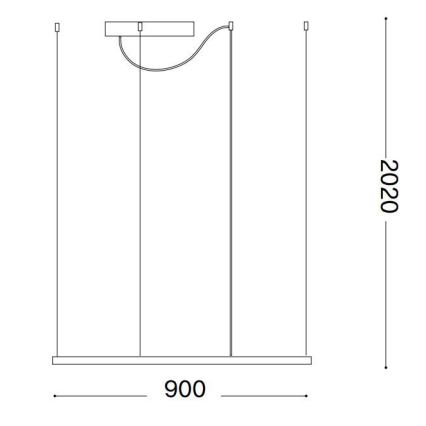 Ideal Lux - LED-hanglamp met kabel ORACLE SLIM LED/53W/230V 3000K CRI 90 90x90 cm zwart