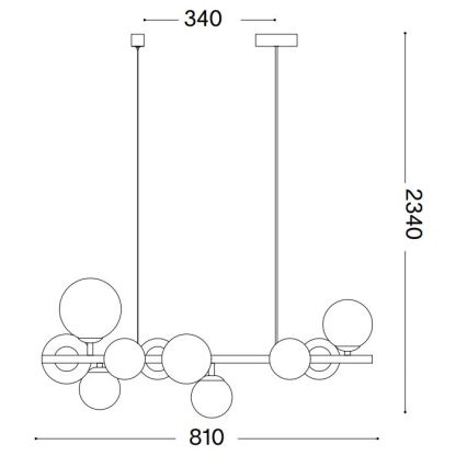 Ideal Lux - PERLAGE LED-hanglamp aan kabel 10xG9/3W/230V 81 cm zwart/rookzwart